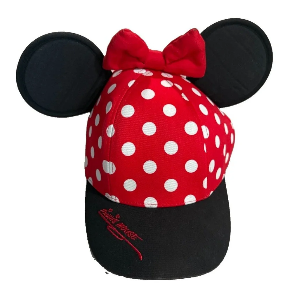 Disneyland Minnie Mouse Ears and Bow Snapback Baseball Cap Hat
